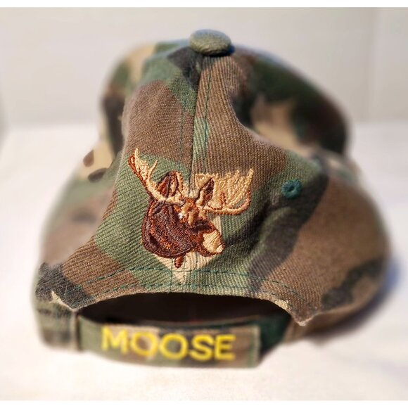 Moose Embroidered Camo Baseball Cap Adjustable PatrioticJacSales 100% Acrylic - Picture 3 of 6